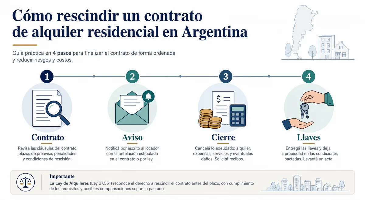 Flujo para rescindir un contrato de alquiler en Argentina